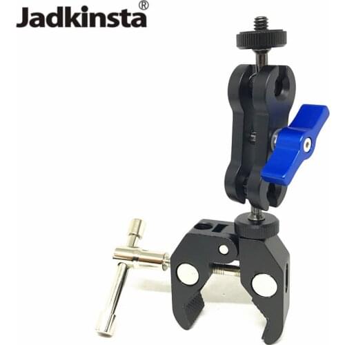 Jadkinsta Tripod Head 1/4 Camera Holder Mini Ballhead Magic Arm + Super Clamp for Camera Monitor LED Light