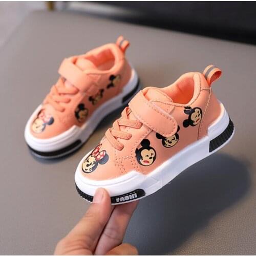 Disney Mickey Children Shoes Boys Girls Sport Shoes Breathable Infant Shoes Sneakers Soft Bottom Non-Slip Casual Kids Shoes