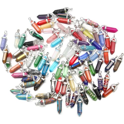 Bullet Shape Natural Stone Pendant Real Purple Crystal Men Women Chakra Gem Stones Quartz Pendants DIY necklace accessories