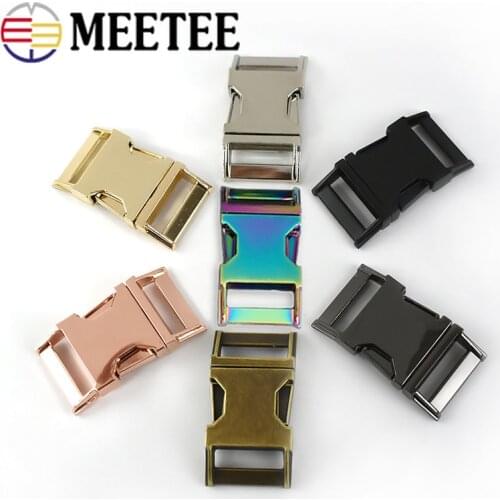 Meetee 2pcs 10/15/20/25/32mm Spring Release Buckle Metal Adjust Buckle Seat Belt Buckles DIY Pet Dog Collar Side Webbing Hook