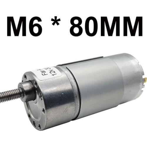 12V 24V Micro Electric DC Geared Motor With Long Threaded Shaft M6 Length 80MM High Speed 300/500/600RPM Metal Gears Reversible
