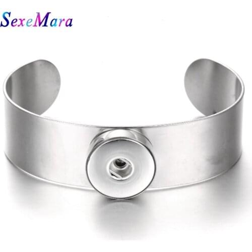 New Snap Jewelry Stainless Steel Snap Button Bracelet Bangle Fit 18mm Snap Buttons Jewelry Women Men Snap Bracelet
