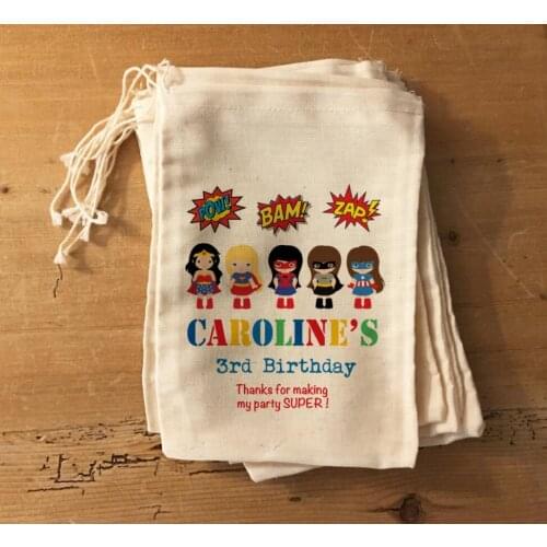 Personalise Super Heroes Party Favor Bags Gifts Bags Birthday Favor Bags Girl/Boys Super Heroes Party Bags for Gifts or Treats