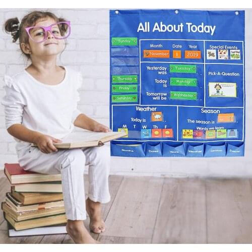 Calendar hanging bag All About Today Pocket Chart Daily Classroom Calendar Board Hanging Bag