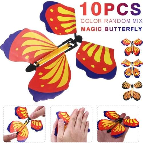10pcs Greeting Card Magic Flying Wind Up Butterfly For Birthday Wedding Great Surprise Gifts Children Classic Toys