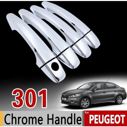 For Peugeot 301 Luxurious Chrome Handle Cover Trim Set of 4Door 2011-2017 2012 2015 2016 Car Accessories Stickers Car Styling