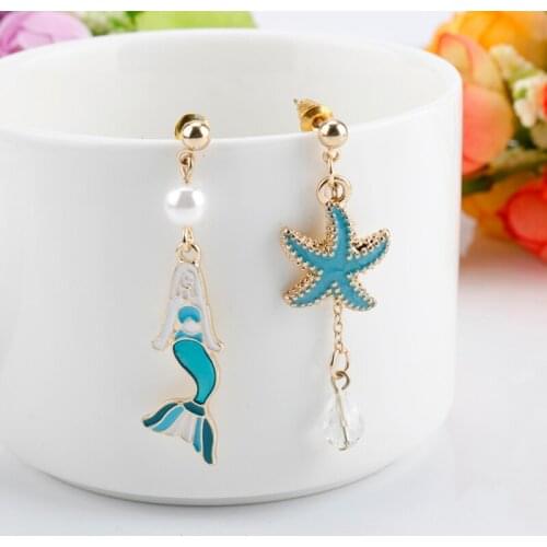 Eardrop Earrings Starfish Shape Pendant Earring for Women Summer Beach Style Jewelry Asymmertric Ear Drop Women Earrings