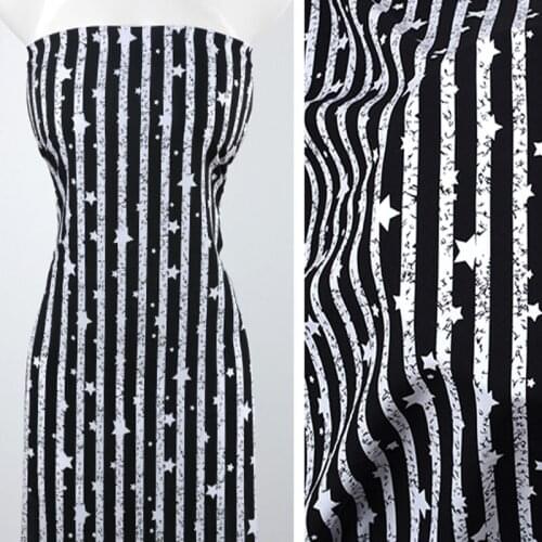 100x140cm Black Stripe Fivestar Rayon Fabric Viscose Soft Smooth Fabric For Shirt Baby Cloth Dress pajamas