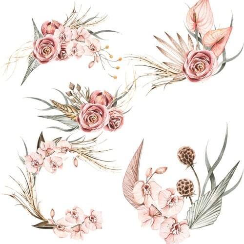 Three RatelsQCF19 The classic color of rosette Flower home decoration refrigerator Decal toilet Decal