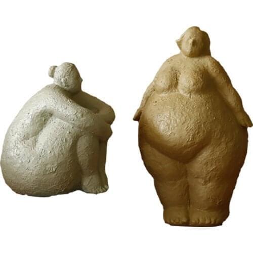 Desk Decoration Resin Abstract Fat Lady Figurines Nordic Creative Woman Ornaments Vintage Home Decor Vintage Table Craft Modern