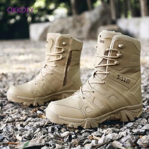 Outdoor Military Boots Hight-Top Hiking Casual Boots Mens Sandy Color Desert Tactical Training Boots Large Size Mens Shoes 47