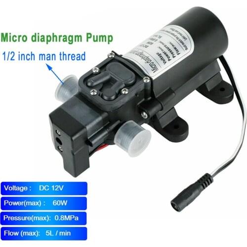 FF Water Pump DC 12V 60W Micro Diaphragm Garden irrigation High Pressure 1/2" Male Thread Interface Self-Priming Booster Pump
