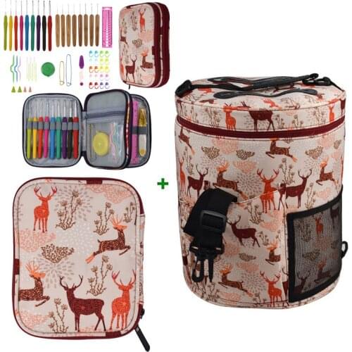 Knitting Needle Crochet Hooks With Storage Bag DIY Weave Tools Knitting Needles Set Scissors Sewing Accessories Organizer Case