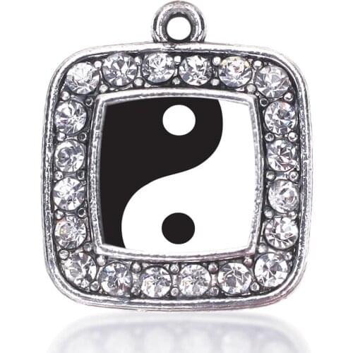 YIN- YANG SQUARE CHARM antique silver plated jewelry