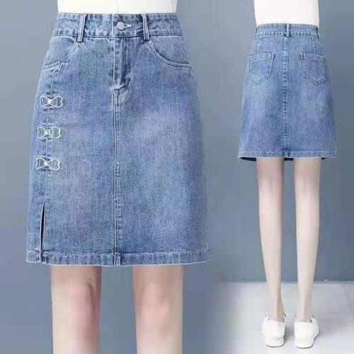 2021 Summer New A-line Bag Hip Skirt Fashion Temperament Elegant Cover Belly Foreign Style Show Thin Denim Skirt