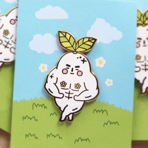 Macho Radish Spirit Golden Hard Enamel Pin Cartoon Plant Radishs Gold Brooch Medal Spirited Aways Anime Movie Fans Unique Gift