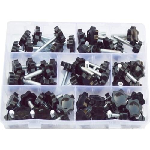 Star Hex Shaped Head Clamping Screw Metric Bolts Knob Plastic Carbon Steel Galvanization Hardware Assortment Kit Set M6