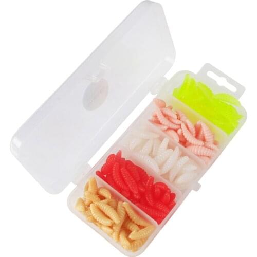 150pcs Fishing Worms Soft Silicone Lure Maggots Grubs Trout Bream Bait Fishing Outdoor Artificial Tackle