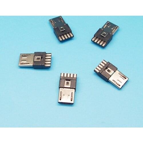 25pcs Micro 5P USB male plug connector Welded wire type 5/5 Ultra-thin terminals