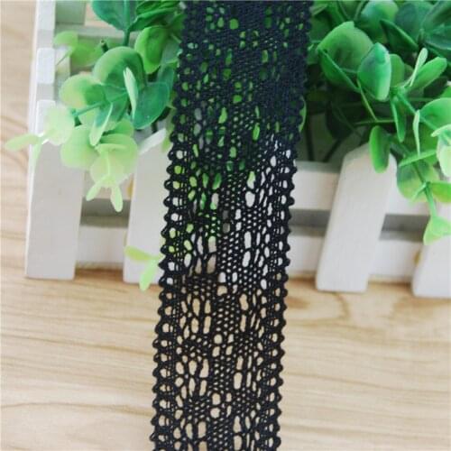 43mm Cotton Lace Trim Black Fabric Sewing Accessories Cloth Wedding Dress Decoration Ribbon Craft Supplies 50yards LC102