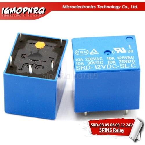5PCS Relay SRD-03 05 09 06 24 12VDC-SL-C 5PINS 3V 5V 9V 6V 24V 12V High-quality SRD-03VDC-SL-C SRD-05VDC-SL-C SRD-09VDC-SL-C