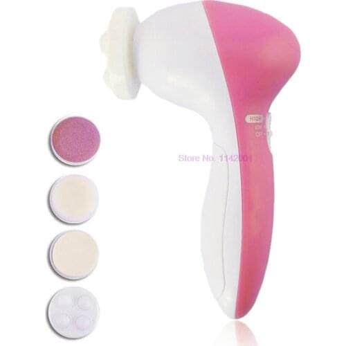 50Pcs/Lot 5-in-1 Electric Face Cleanser Brush Facia Deep Wash Sponge Beauty Pore Skin Care Tools Washing Machine Body Massager