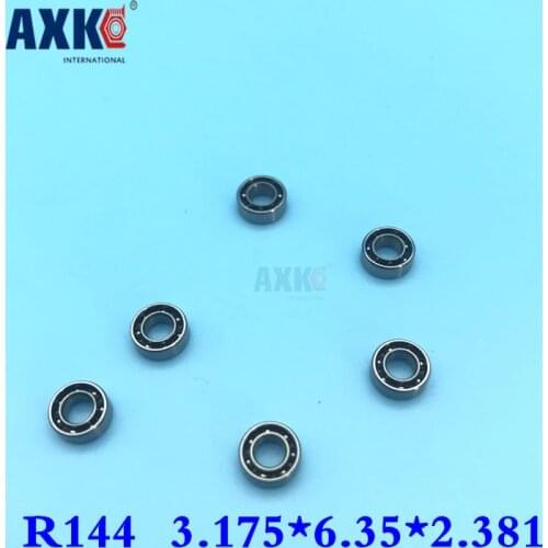 AXK 10pcs ABEC5 Miniature bearings R144 open size 3.175*6.35*2.381mm Dental Handpiece Bearing Steel+ 8 Steel Balls + Nylon Cage