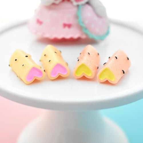 DIY Jewelry Findings Heart Shape Biscuit Resin Cabochons 10pcs Ornament Accessories Beading Material 21*6*5mm Cameo Patch Sticks