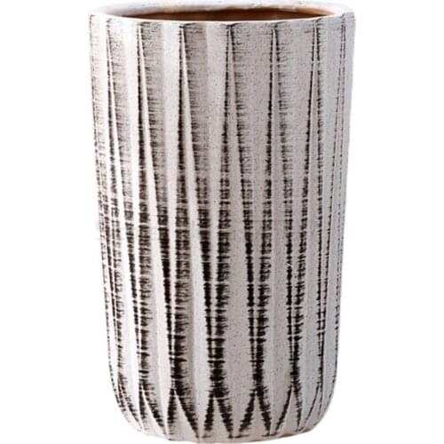 European style high tube flowerpot ceramic large tree planting basin large living room floor creative Paradise Bird tiger skin