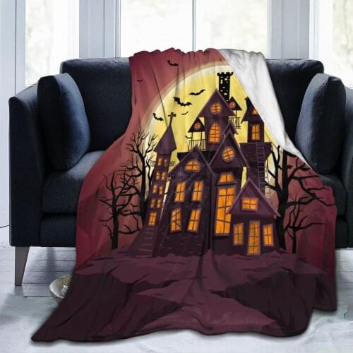 Flannel Blanket Night Scary Castle Ultra-Soft Micro Fleece Blanket for Bathrobe Sofa Bed Travel Home Winter Spring Fall