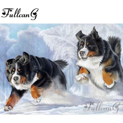 FULLCANG diy 5d full square/round drill diamond painting "puppy bernese mountain pet dogs" embroidery cross stitch kit FC043