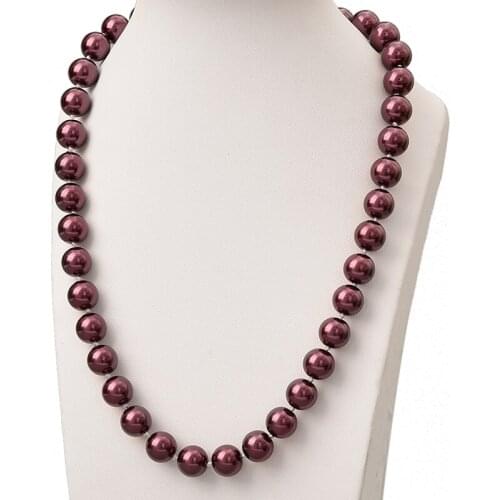 Round 10mm Pearls Beads For Deep Purple Synthetic Pearls Pearls Charm Necklace Jewelry Birthday Women Ladies Gifts 18inch H851
