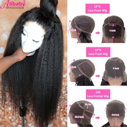 Kinky Straight Wig Glueless Brazilian Lace Front Human Hair Wig For Black Women Pre Plucked 13x4 13x6 Remy Yaki Lace Frontal Wig