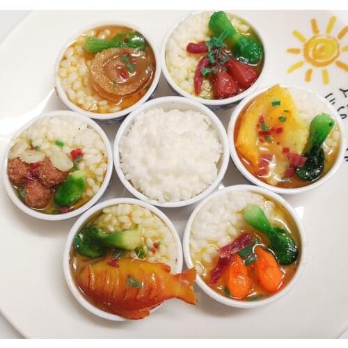 2PCS 3.2cm 1/6 Scale Dollhouse Food Miniature Chinese Rice Chinese Cuisine Pretend Food for Barbies Blyth Dollhouse Kitchen Toys
