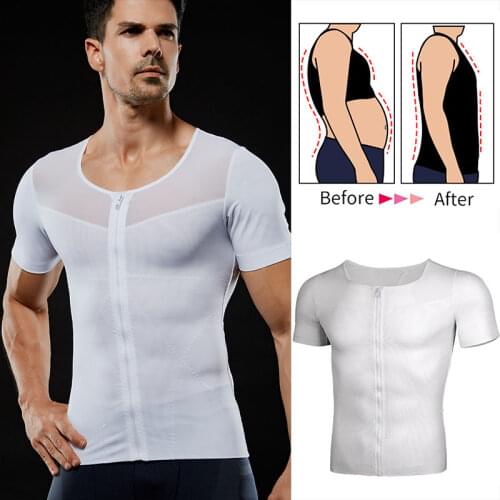 Men Body Shapers Corsets Slimming Tops Shapewear Compression T-shirt Tummy Control Belly Reducer Posture Corrector Tops
