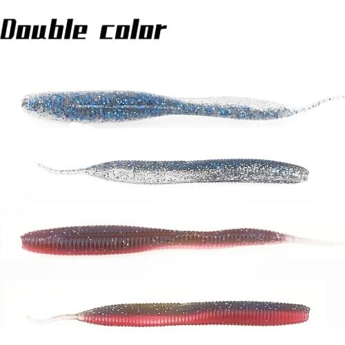 ARDEA Needle Tail Soft Bait6Pcs Silicone Spiral Body Artificial Lure100mm/2.9g Double Color Worm Wobbler Jig Bass Fishing Tackle