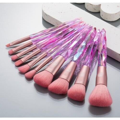 Kosmetyki Pink Makeup Brushes Set Foundation Powder Eyeshadow Eyebrow Crystal Brush Kit Bag Cosmetic Beauty Tools