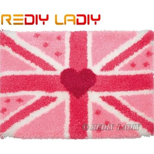 Latch Hook Kits Make Your Own Rug Pink England Crocheting Cushion Mat DIY Carpet Rug Acrylic Yarn Printed Canvas Arts & Crafts