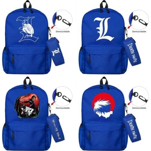 DEATH NOTE Nylon Backpack Pencil Case 2pcs/set Zipper Knapsack Boys Girls Bookbag Casual Student Travel Schoolbag Laptop Bag