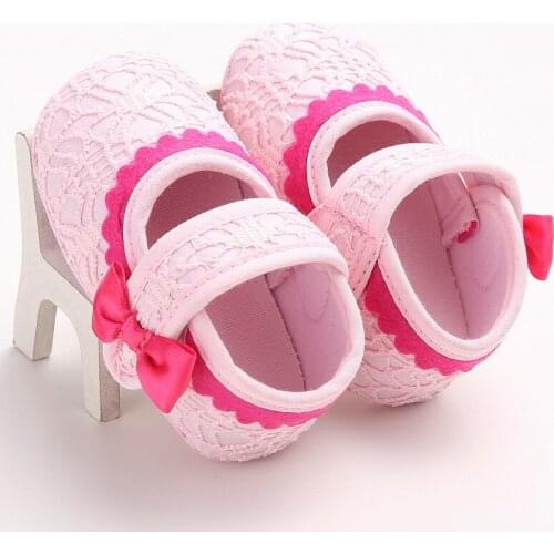 Newborn Toddler Baby Girl Shoes PU leather Buckle First Walkers With Bow Red Black Pink White Soft Soled Non-slip Crib Shoes