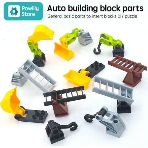 Original Big Building Blocks trailer accessory DIY Traffic Hook rotatable Accessories Compatible Duplo Baby Toys Sets Gift