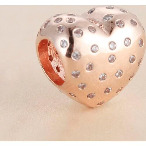 DIY Jewelry Making Lights Heart Shape Charms For 925 Silver Bracelets For Woman Beads For Jewelry Making Rose Gold Charm