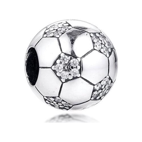 Pave Stones 2020 DIY Jewellery Sparkling Football Crystal Christmas Winter Friends Beads Femme 925 Sterling Silver Charm