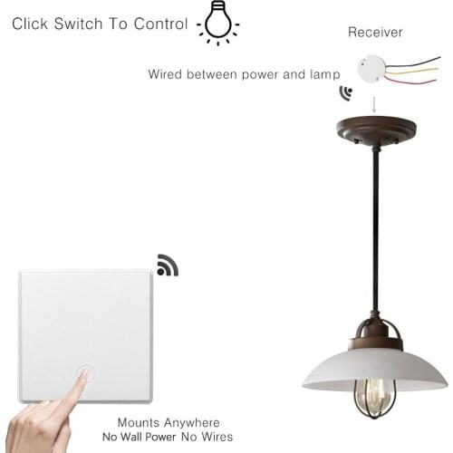 433MHz RF Remote Control Switch Self-power-generating AC 85~250V Light Lamp LED Bulb Wireless Corridor Room Wall Panel