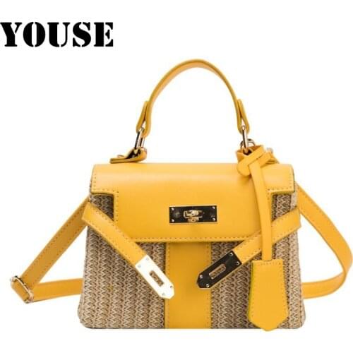YOUSE Brand New Straw Woven Bag Shoulder Bags Fashion Handbag Cross-body Bags Satchels Tote Bags for Women Designer Bags Lock