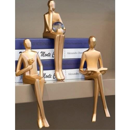 Modern Creative Gold Man Occupational Sculpture Bookshelves Decoration European Character Offices Bookshelves Luxury decor