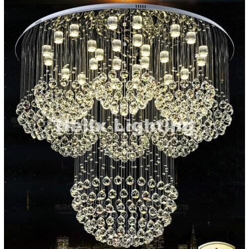 Modern D80cm Crystal Pendant Light Fixture K9 Crystal Lamp Flush Mounted Pendant Lighting AC Dining Lighting Hotel Lobby Pendant