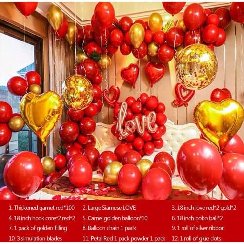 Wedding Marriage Room Proposal Arrangement Balloon Decoration Valentines Day Romantic Balloon Set Bedroom Balloon Package