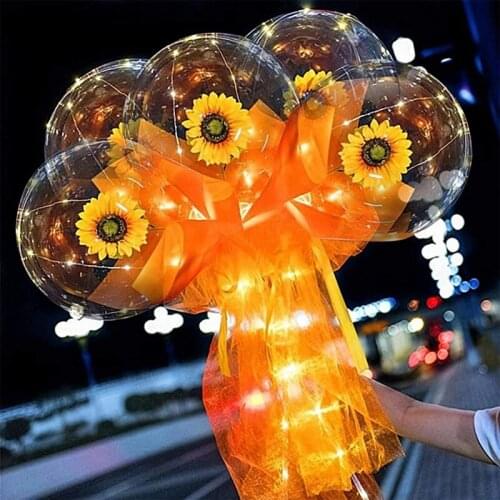 LED Sunflowers Glowing Balloon Artificial Bouquet Luminous Transparent Balloons DIY Xmas Party Wedding Decoration
