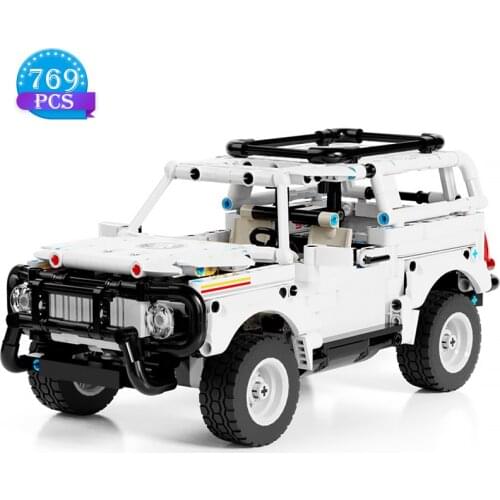 Technical Creation Building Blocks White Off-Road Vehicle Car Famous Racing Car Brick Model DIY Ideas Toys for Children Gifts